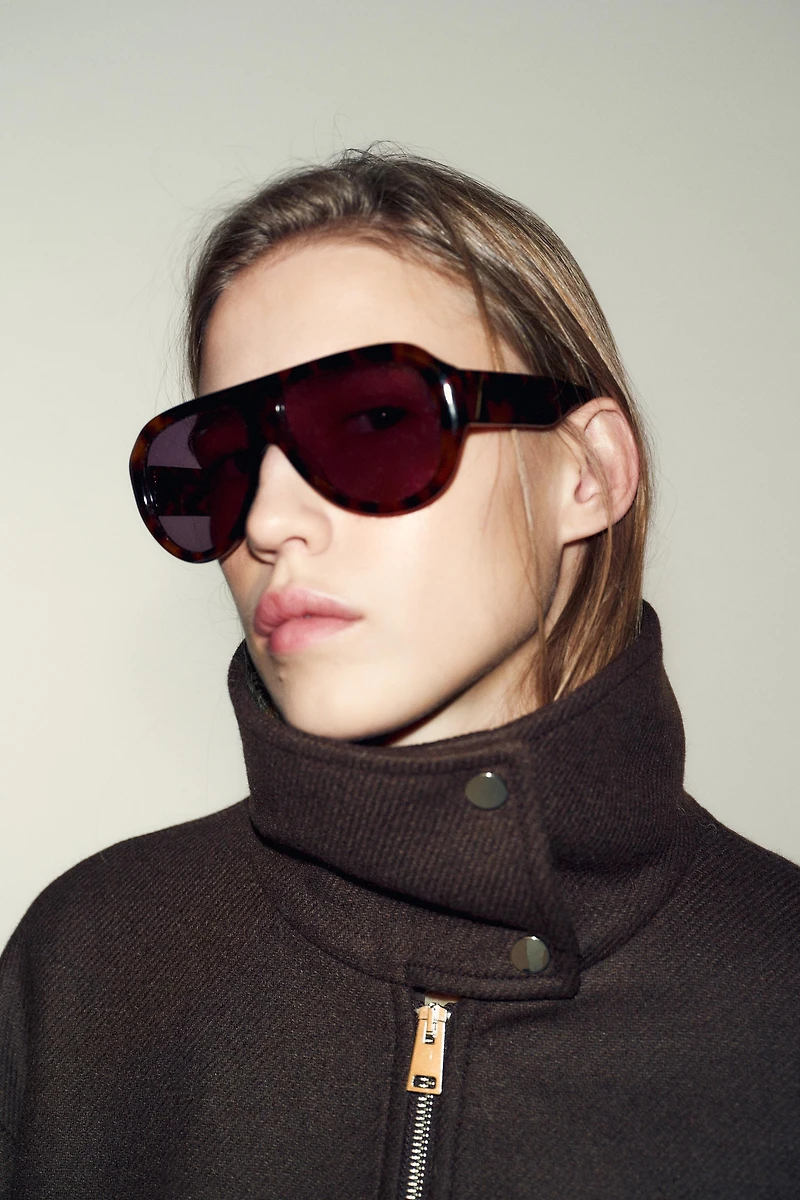 WOOL BLEND BOMBER JACKET WITH HIGH NECK