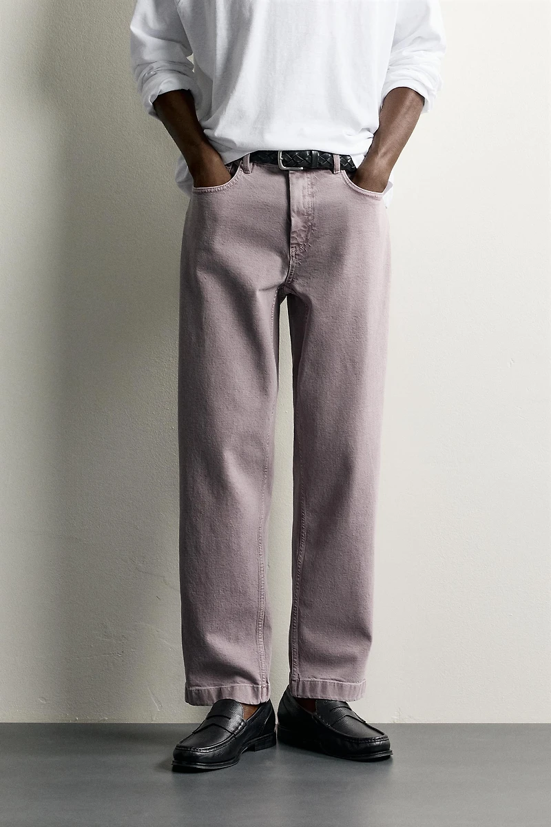 WASHED STRAIGHT FIT PANTS