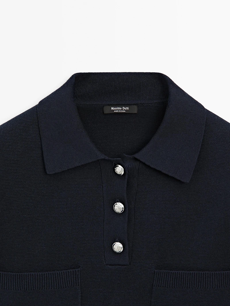 Cotton blend polo shirt with button details