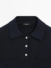 Cotton blend polo shirt with button details