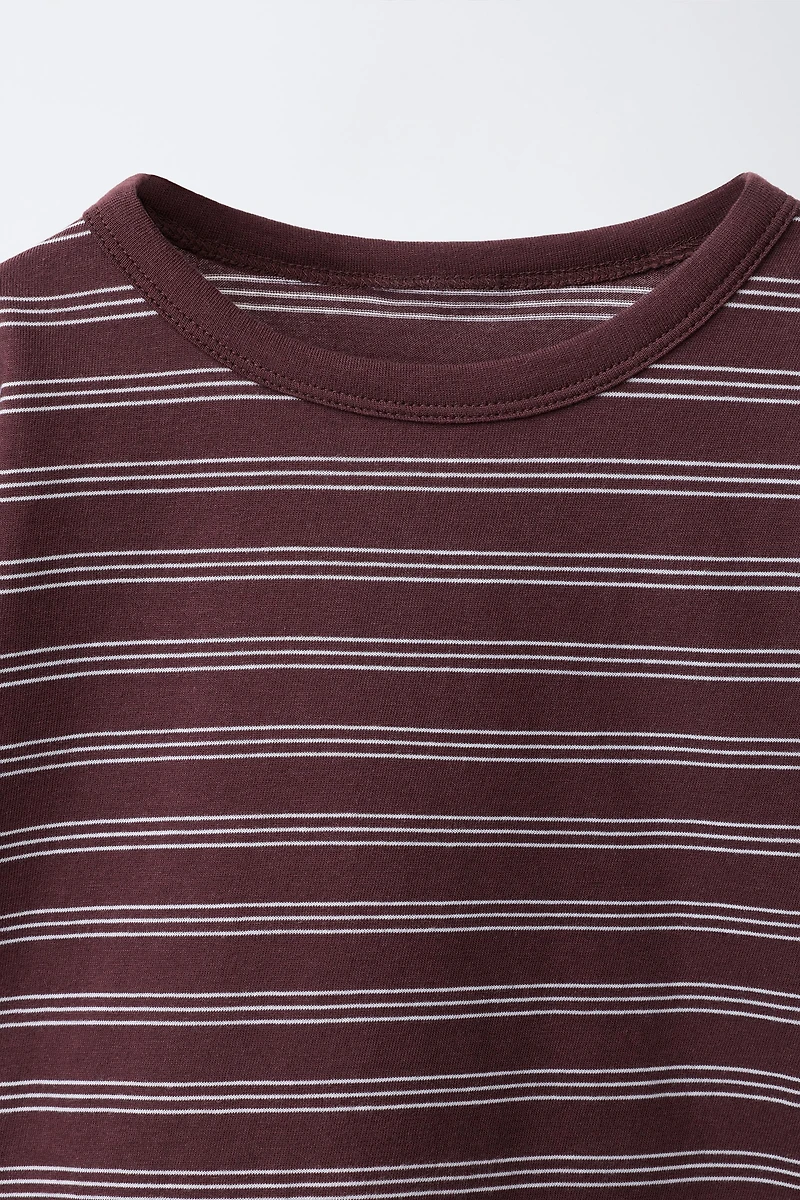 STRIPED T-SHIRT AND BERMUDA SHORTS JOGGING SET