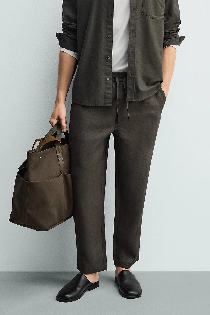 RELAXED FIT 100% LINEN PANTS