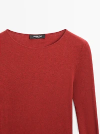 Long sleeve T-shirt with ribbed detail