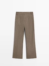 Kick flare cropped linen trousers