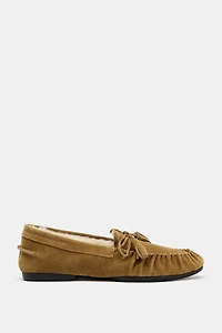 MOCASSINS EN CUIR DAIM EFFET PEAU DE MOUTON