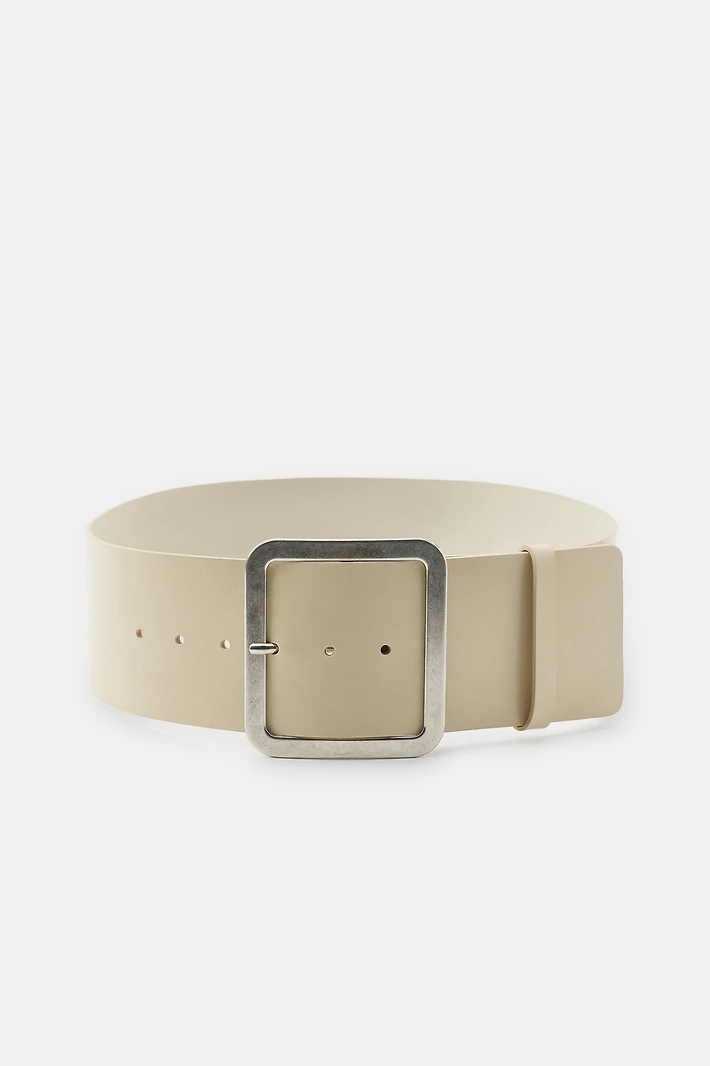 100% LEATHER BELT WITH MAXI BUCKLE