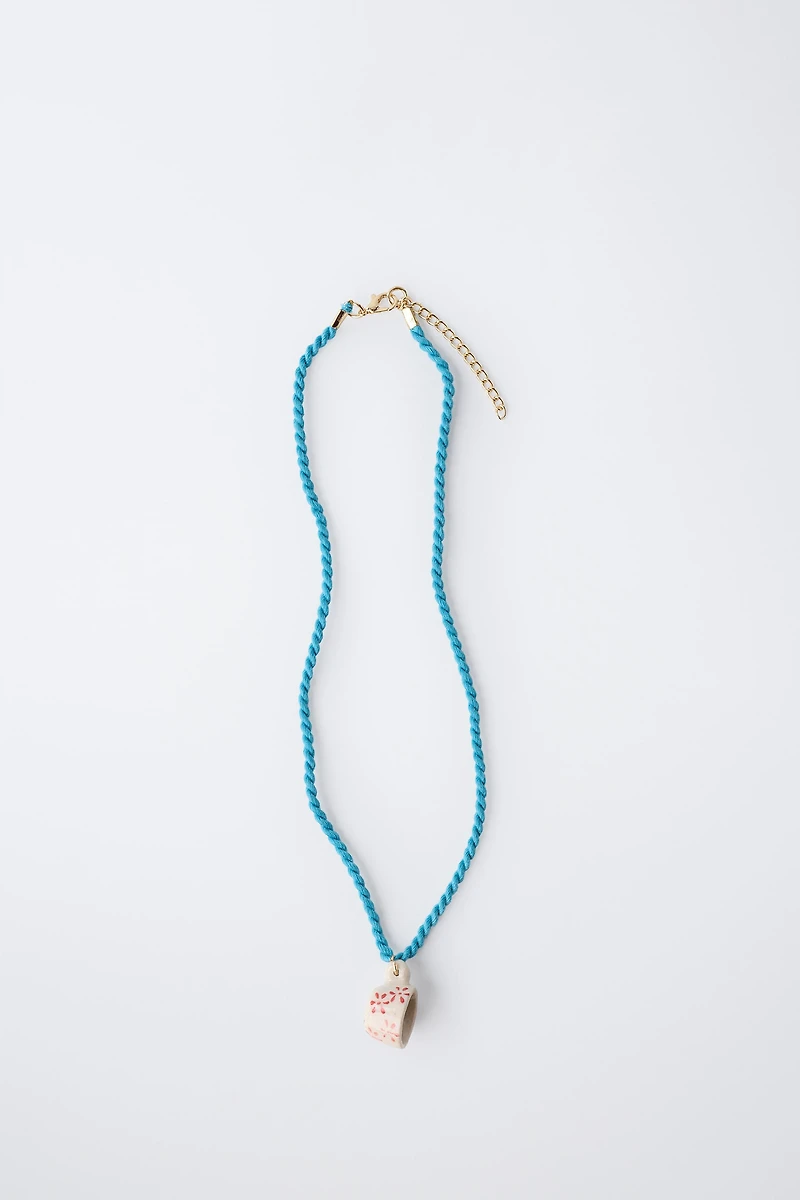 CERAMIC CUP CORD NECKLACE