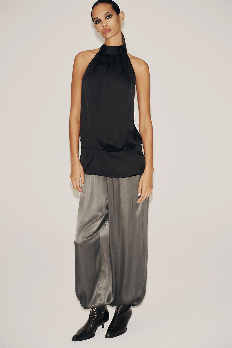 SATIN HALTER TOP
