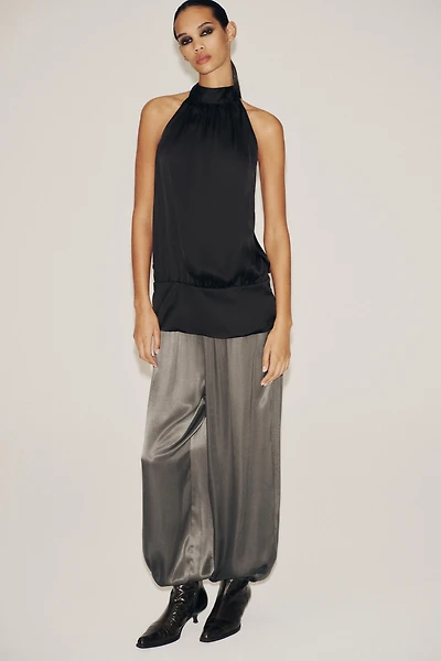 SATIN HALTER TOP