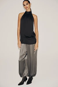 SATIN HALTER TOP
