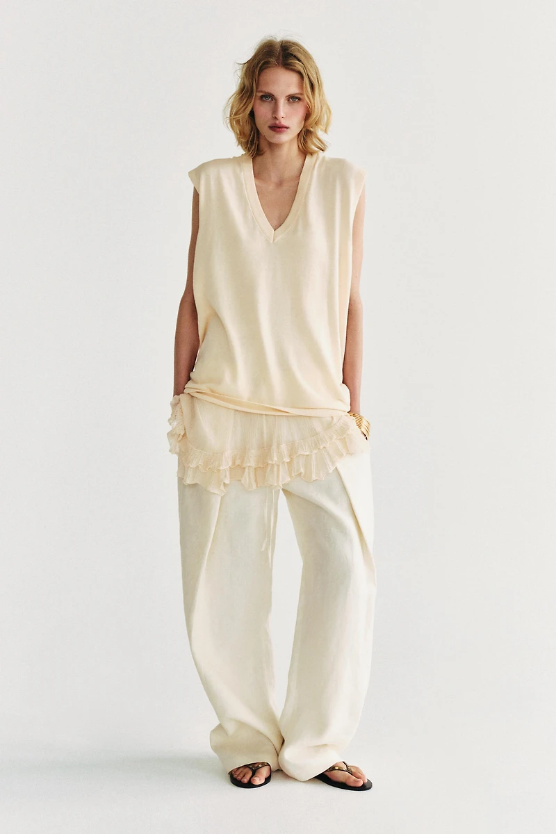 LONG COMBINATION KNIT VEST