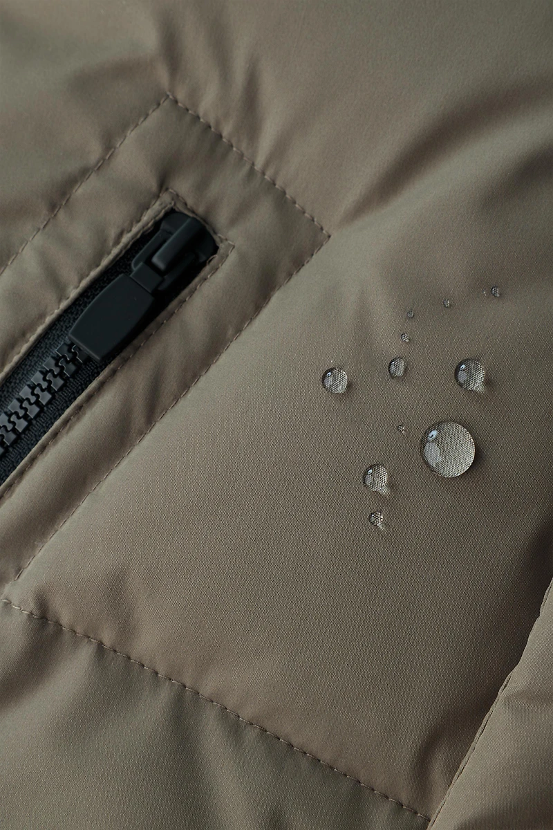 LONG DOWN FEATHER WATER REPELLENT AND WIND RESISTANT PUFFER COAT