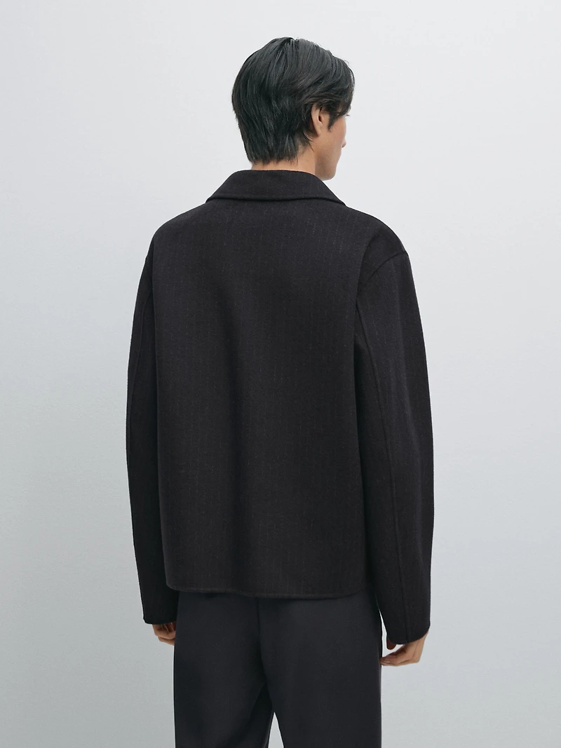 Pinstripe wool blend jacket