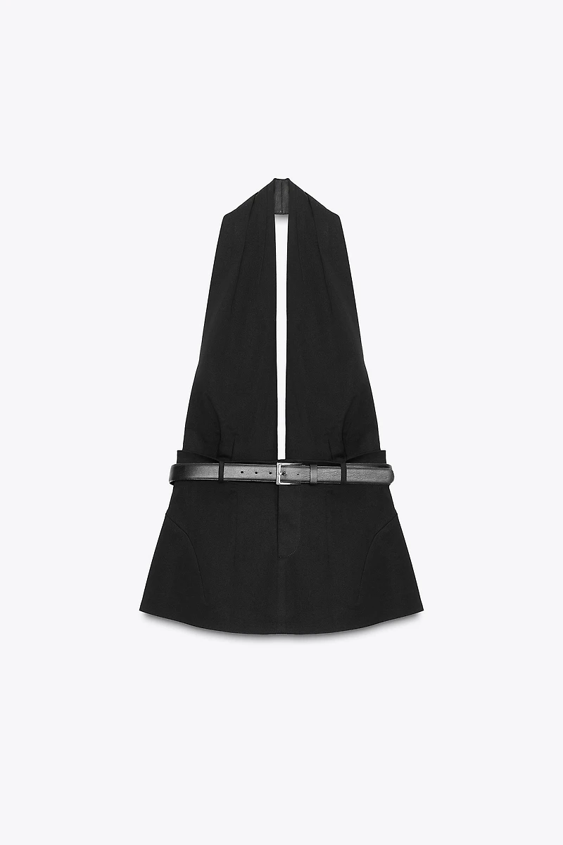 BELTED HALTER TOP