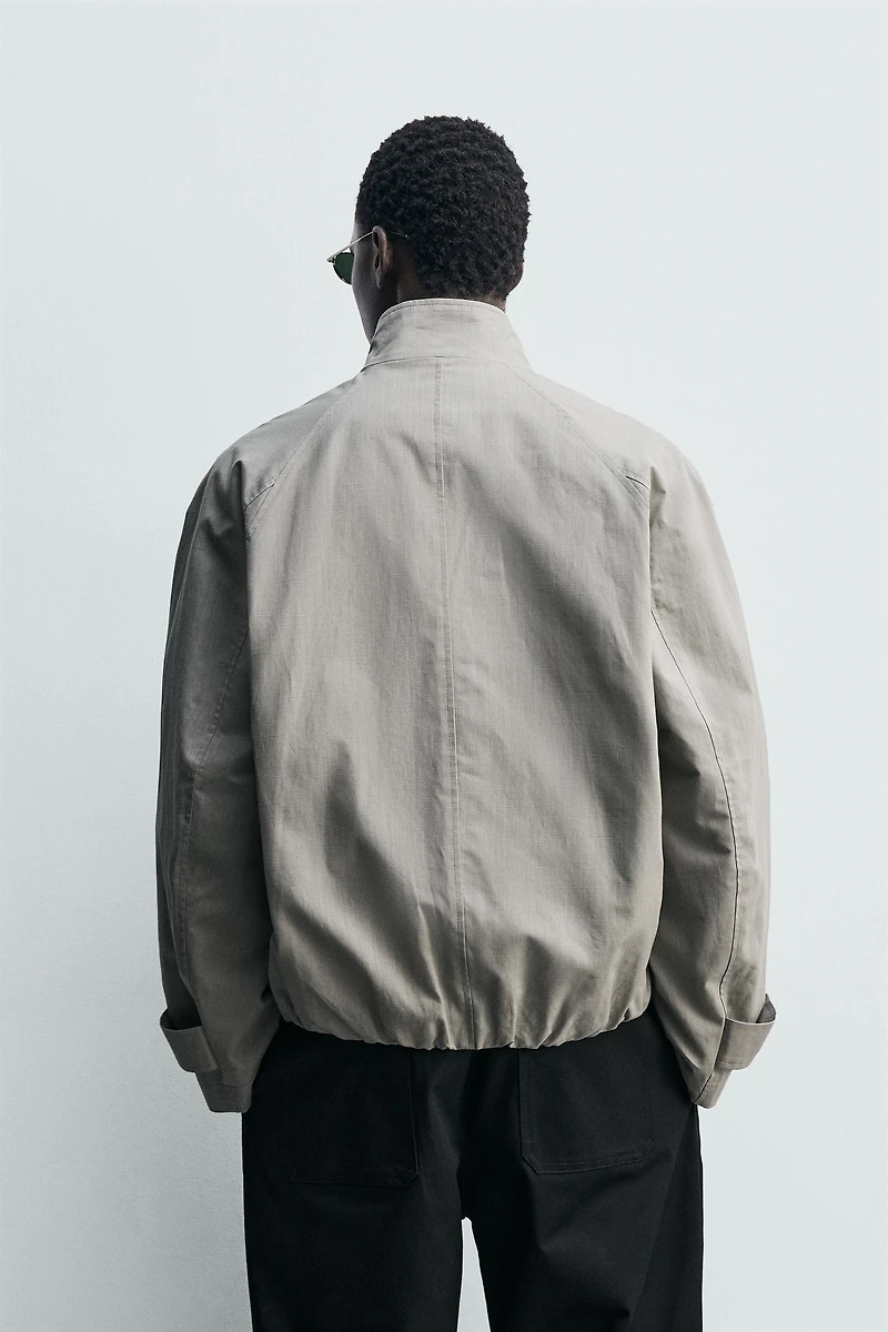 BLOUSON COUPE DÉCONTRACTÉE À CARREAUX TEXTURÉS