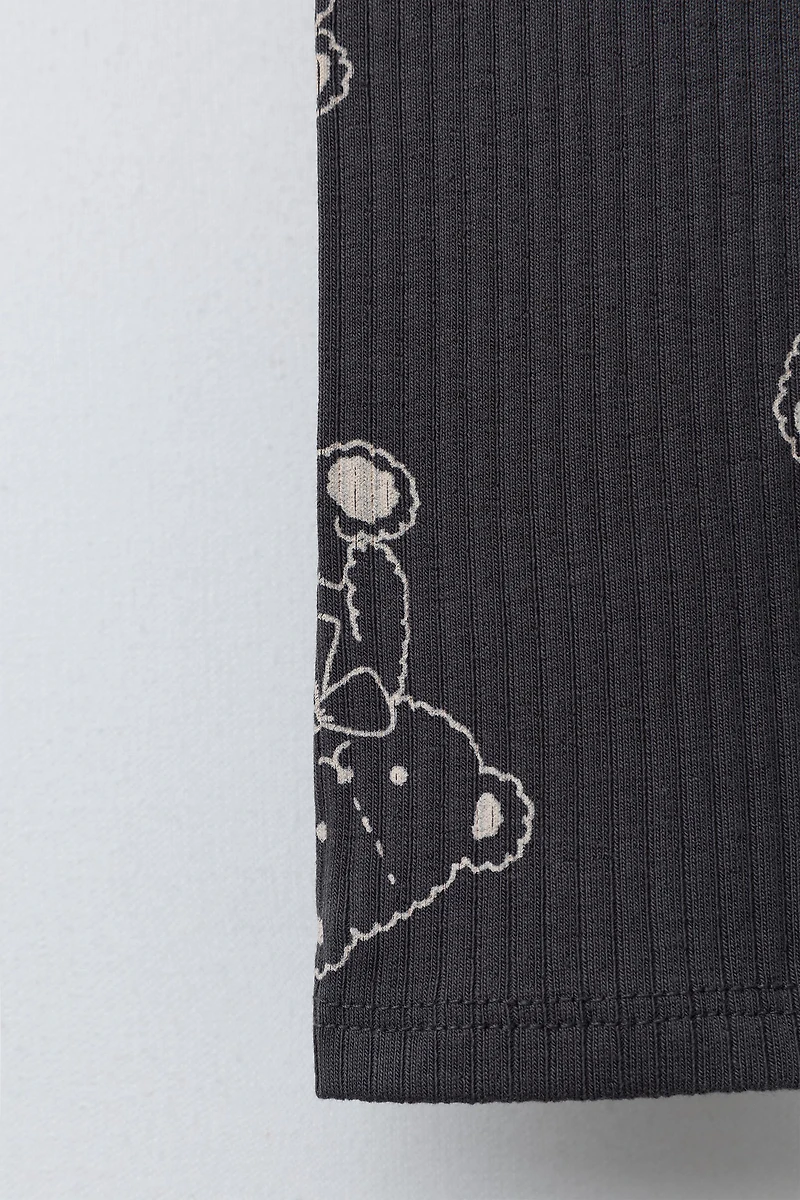 PRINTED RIBBED LEGGINGS