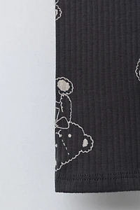 PRINTED RIBBED LEGGINGS