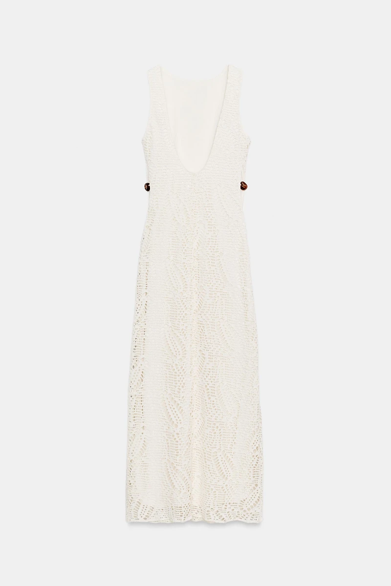 CROCHET TRIM MIDI DRESS