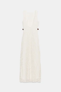 CROCHET TRIM MIDI DRESS