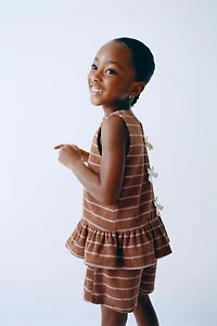 TOWEL EFFECT STRIPED T-SHIRT AND BERMUDA SET