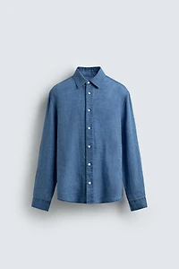 100% INDIGO LINEN REGULAR FIT SHIRT
