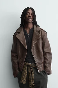 OVERSIZED LEATHER BIKER JACKET