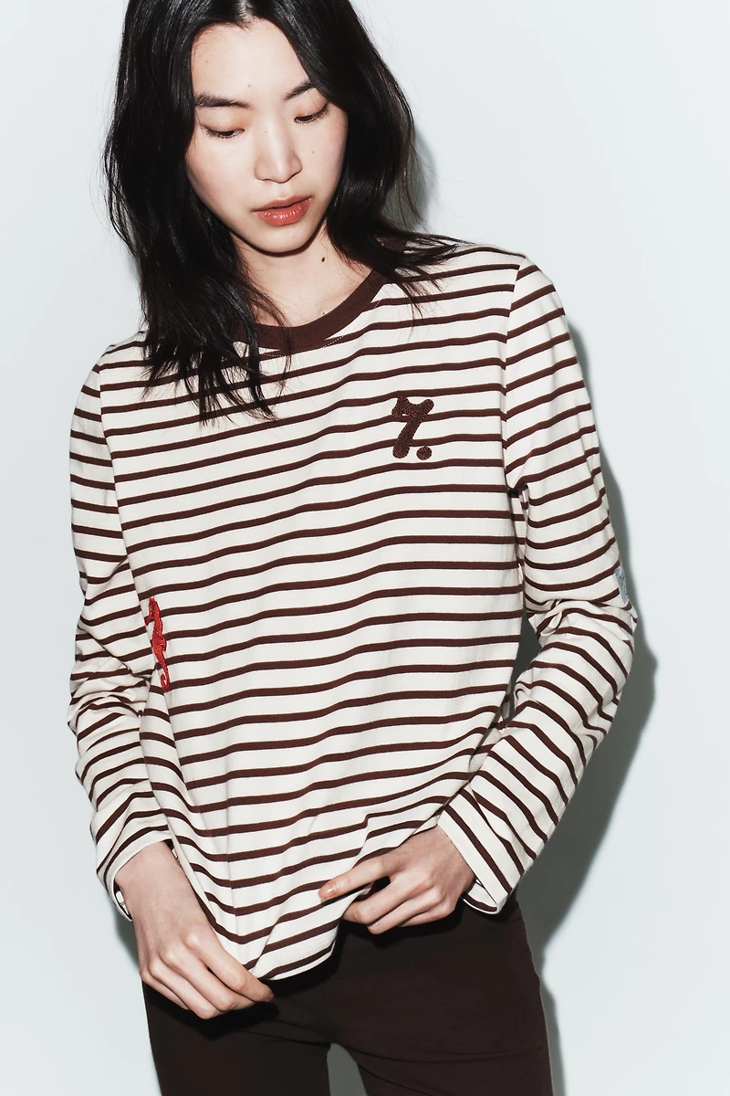 EMBROIDERED STRIPED T-SHIRT