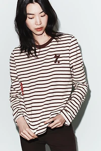 EMBROIDERED STRIPED T-SHIRT