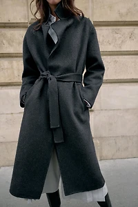LONG WOOL COAT WITH BELT