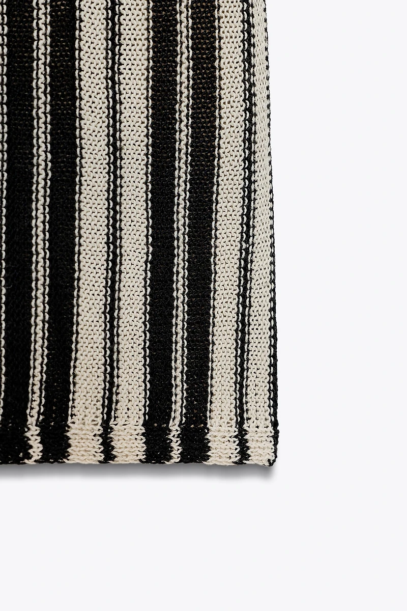 STRIPED KNIT DRESS WITH LINEN