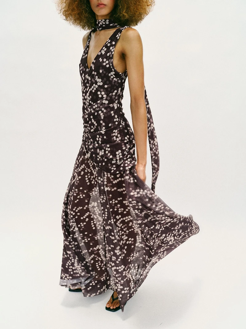 ROBE LONGUE EN TULLE À POIS