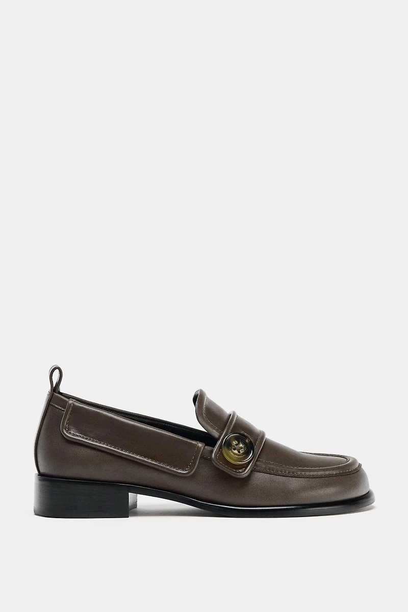 LEATHER BUTTON LOAFERS