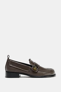 LEATHER BUTTON LOAFERS