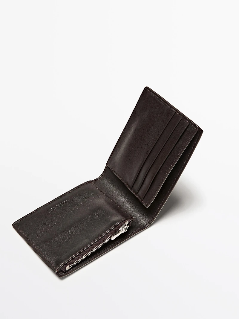 Portefeuille format paysage en cuir nappa