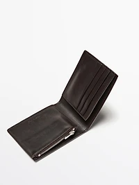 Portefeuille format paysage en cuir nappa