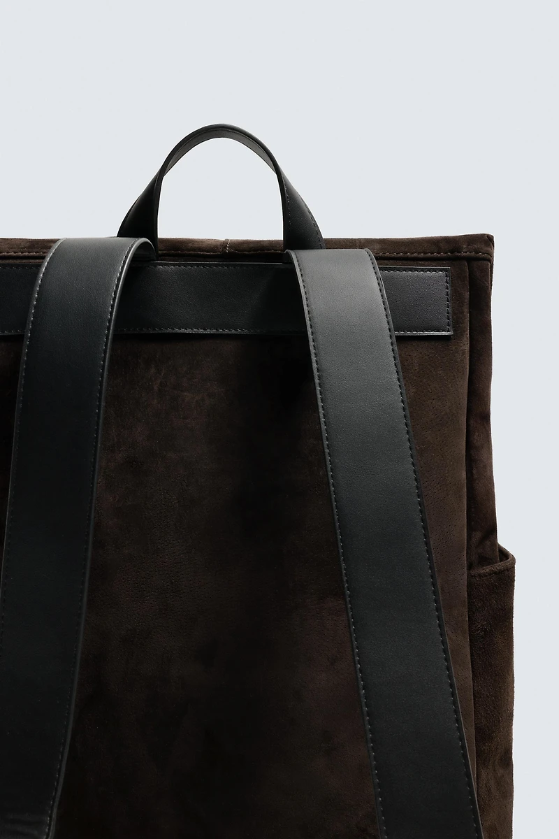 LEATHER FLAP BACKPACK