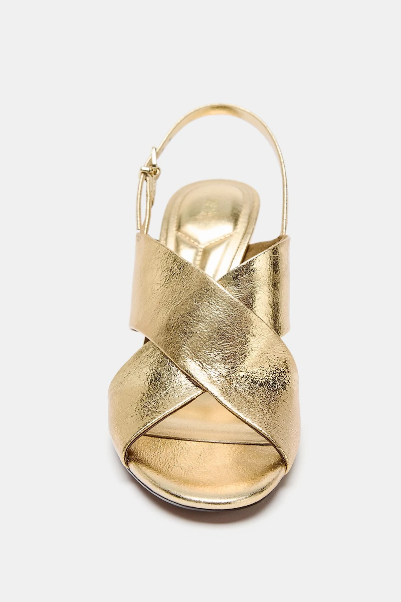 LAMINATED EFFECT HEELED SANDALS