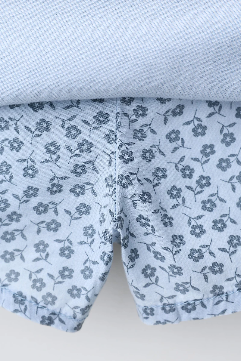 FLORAL DENIM SKORT