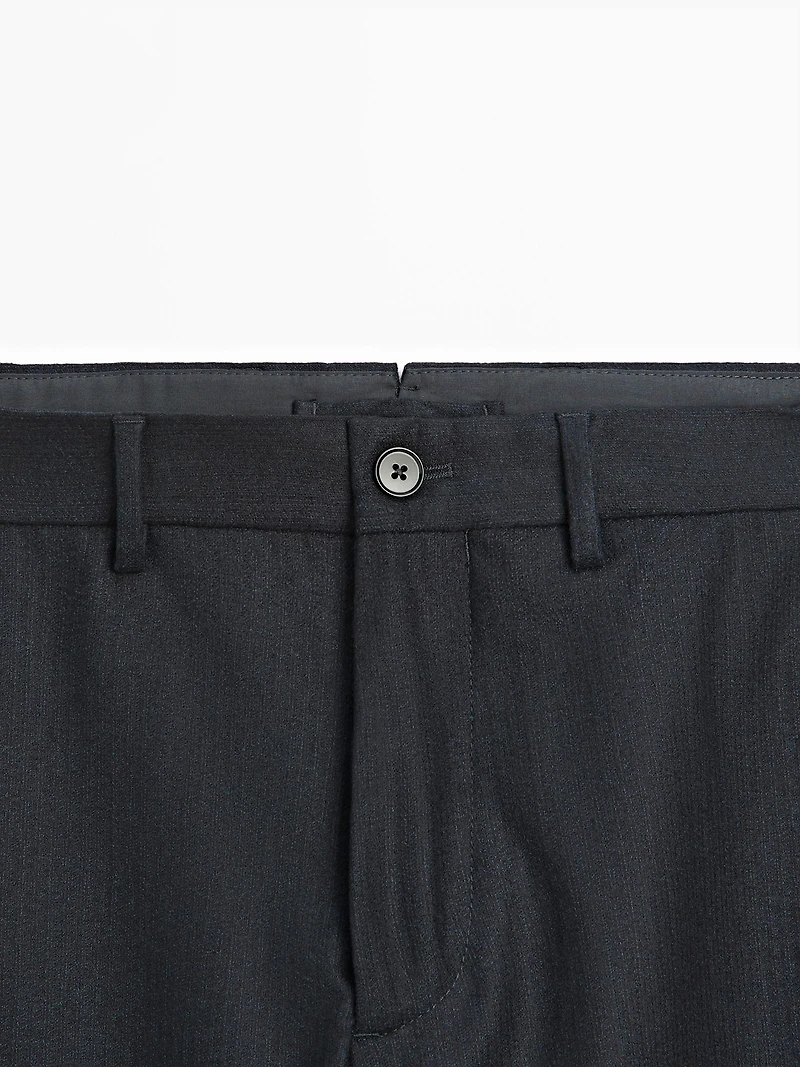 100% wool corduroy-effect flannel trousers