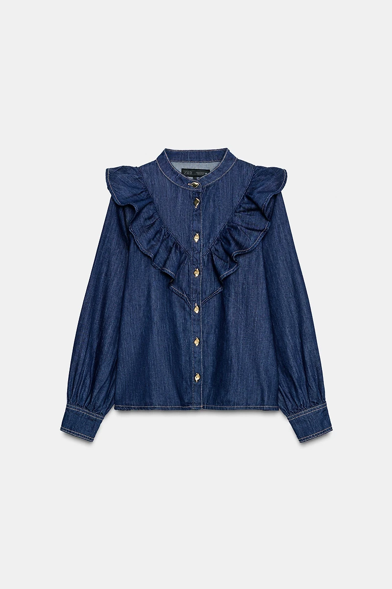 Z1975 DENIM RUFFLED SHIRT