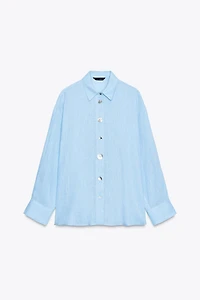 100% LINEN SHIRT WITH MIXED BUTTONS