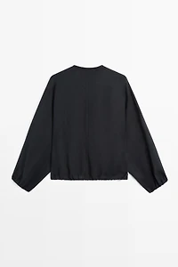 100% linen puff bomber jacket