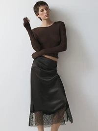 Long sleeve silk T-shirt
