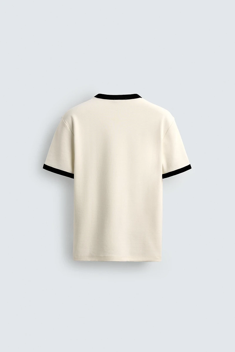 BASIC CONTRAST RIB T-SHIRT