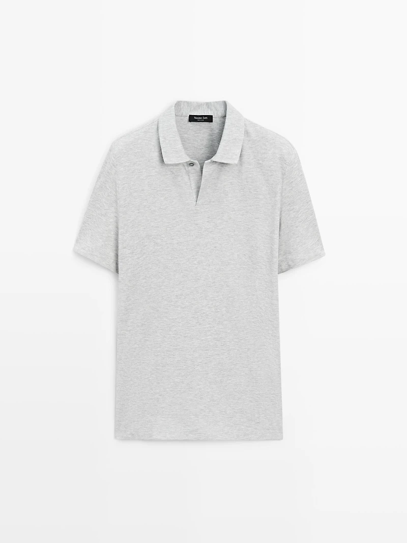 Short sleeve melange polo shirt