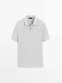 Short sleeve melange polo shirt