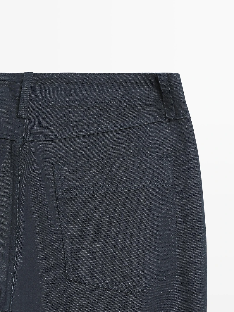 Cotton and linen five-pocket trousers