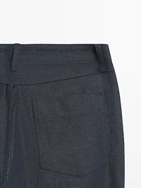 Cotton and linen five-pocket trousers