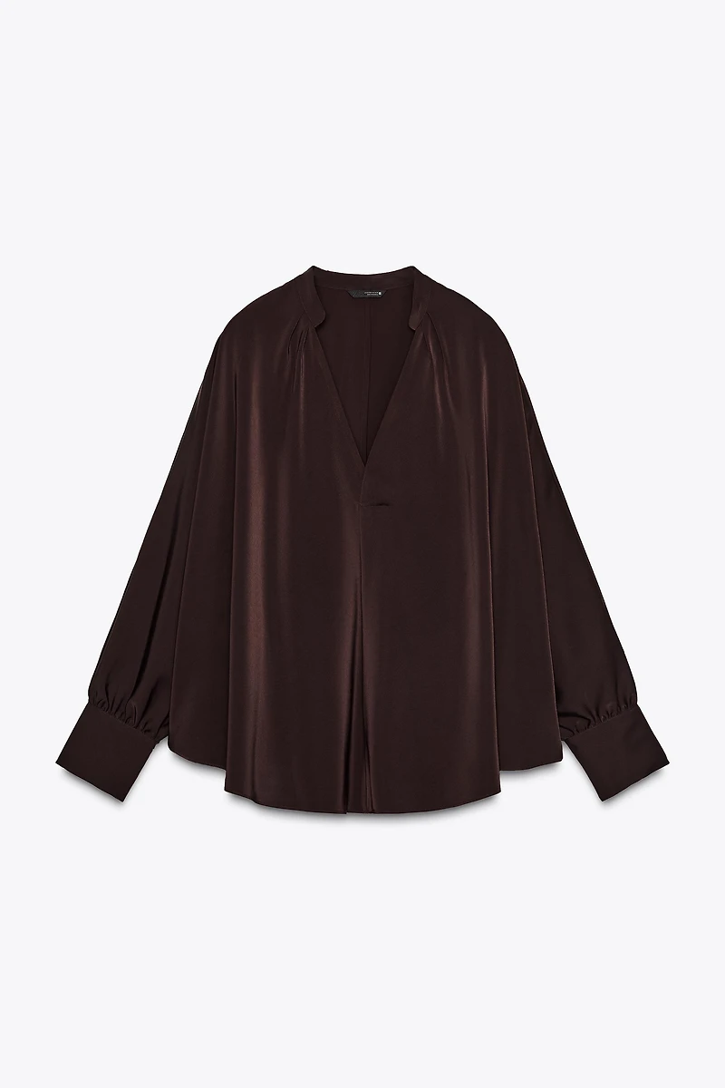BLOUSE SATINÉE MANCHES CAPE