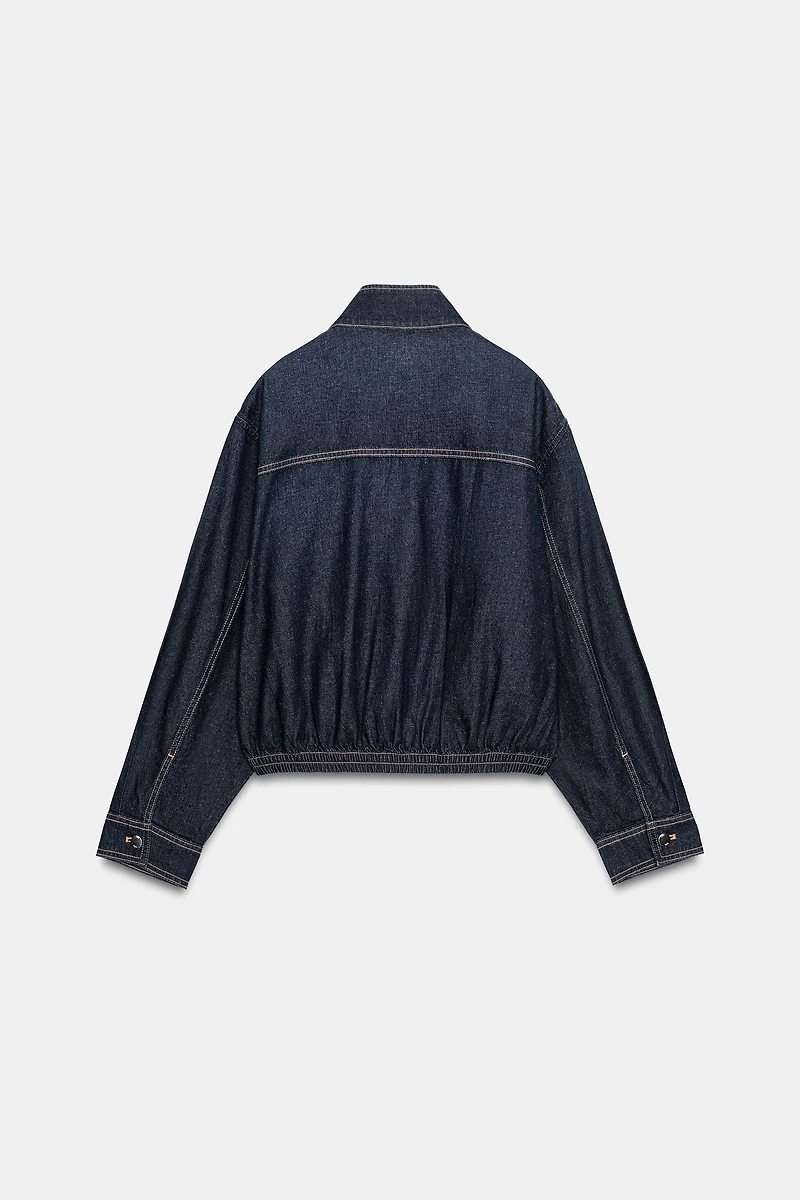 BLOUSON BOMBER EN DENIM Z1975 À COL MONTANT